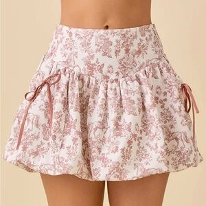 Floral Print Skort with Bows